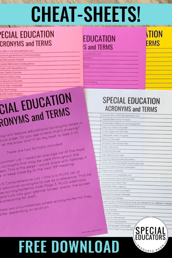Special Education Acronyms Positively Learning