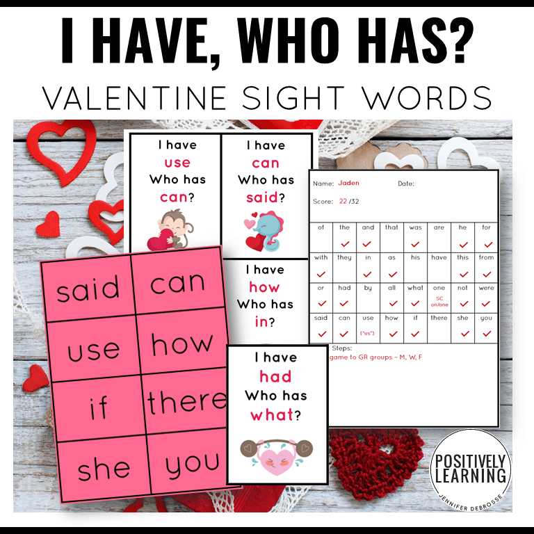 Valentine's Day Sight Words Game Positively Learning
