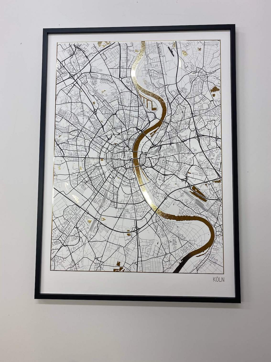 Köln Stadtplan (Real Goldfoliendruck) Positive Prints
