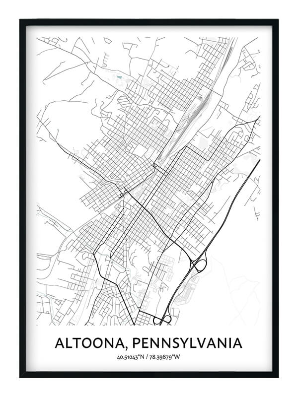 Altoona Map Poster Your City Map Art Positive Prints
