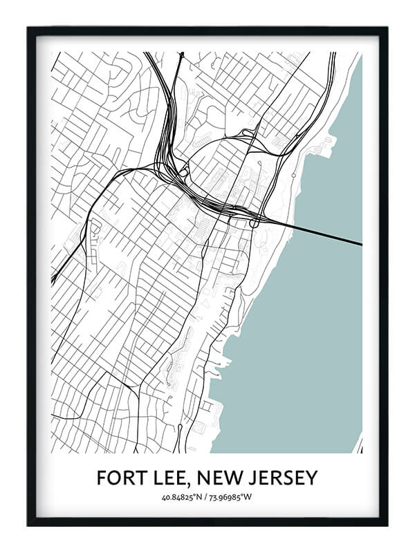 Fort Lee Map Poster Your City Map Art Positive Prints