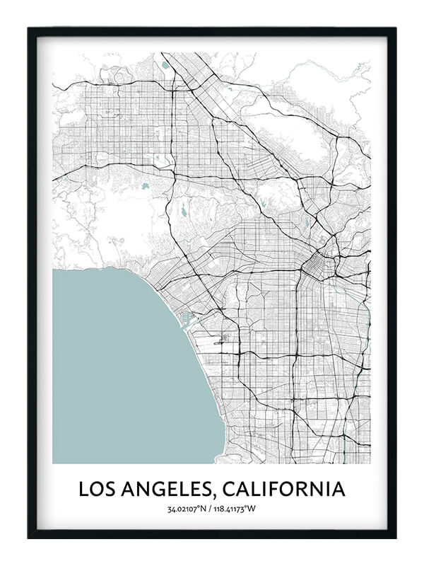 Los Angeles Map Poster Your City Map Art Positive Prints