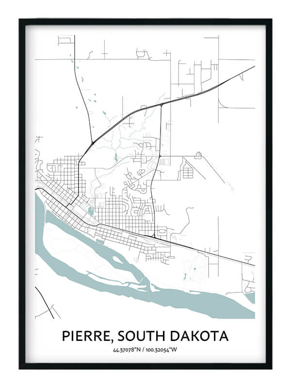 Pierre Map Poster Your City Map Art Positive Prints