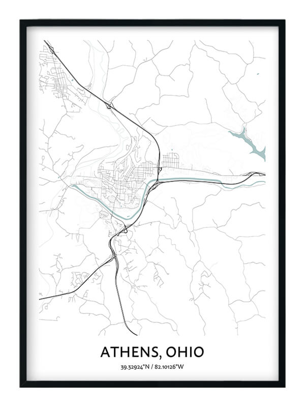 Athens Ohio Map Poster Your City Map Art Positive Prints