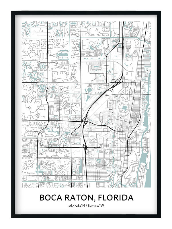 Boca Raton Map Poster Your City Map Art Positive Prints
