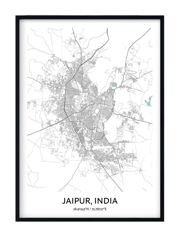 Jaipur Map Poster Your City Map Art Positive Prints