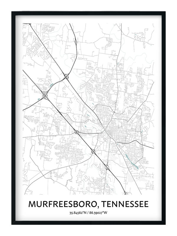 Murfreesboro Map Poster Your City Map Art Positive Prints