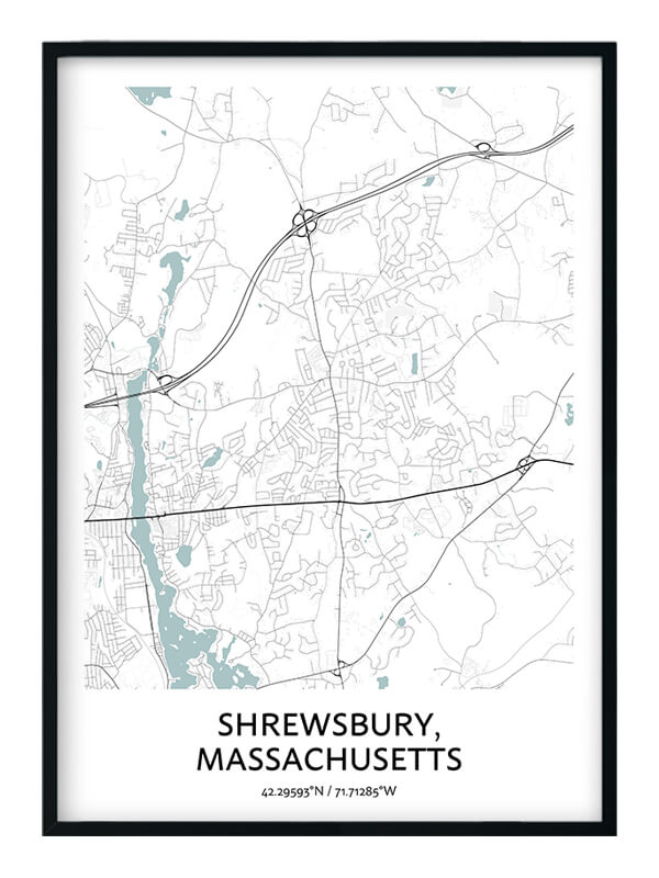 Shrewsbury Map Poster Your City Map Art Positive Prints