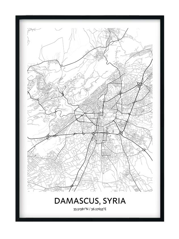 Damascus Map Poster Your City Map Art Positive Prints