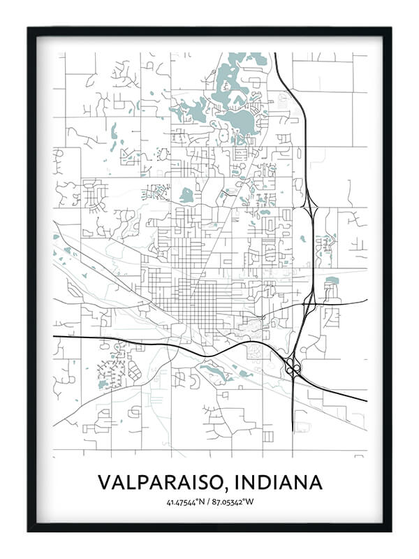Valparaiso Indiana Map Poster Your City Map Art Positive Prints