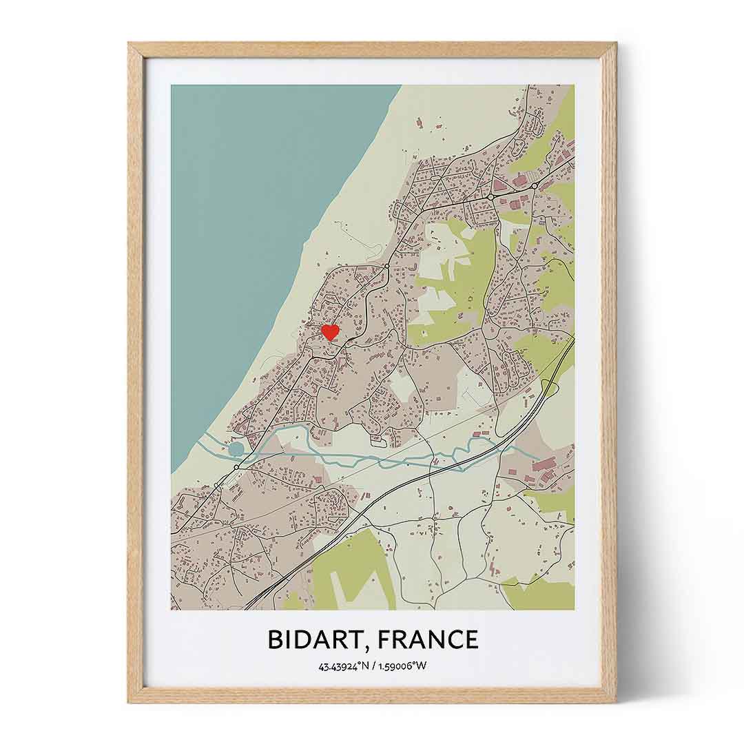 Bidart Map Poster Your City Map Art Positive Prints