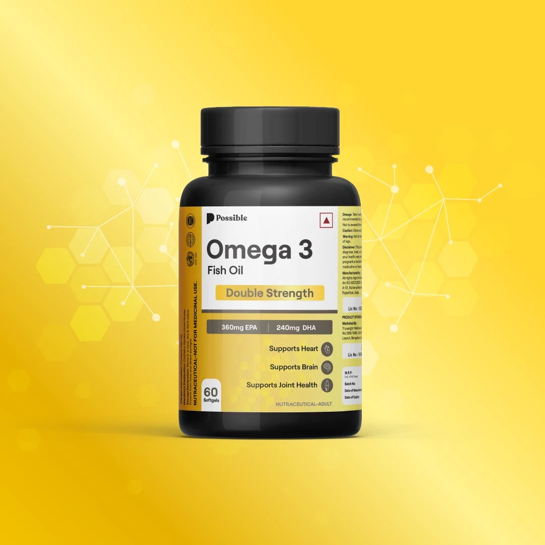 Fish Oil Omega3 Double Strength 1000 mg EPA, DHA Good for Heart