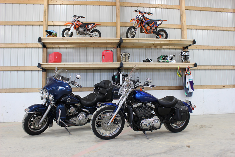 Motorcycle storage with PostRack Scott Systems