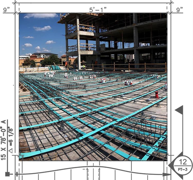 PostTension Slab Construction, Repair Barrier Cable Installation, Repair