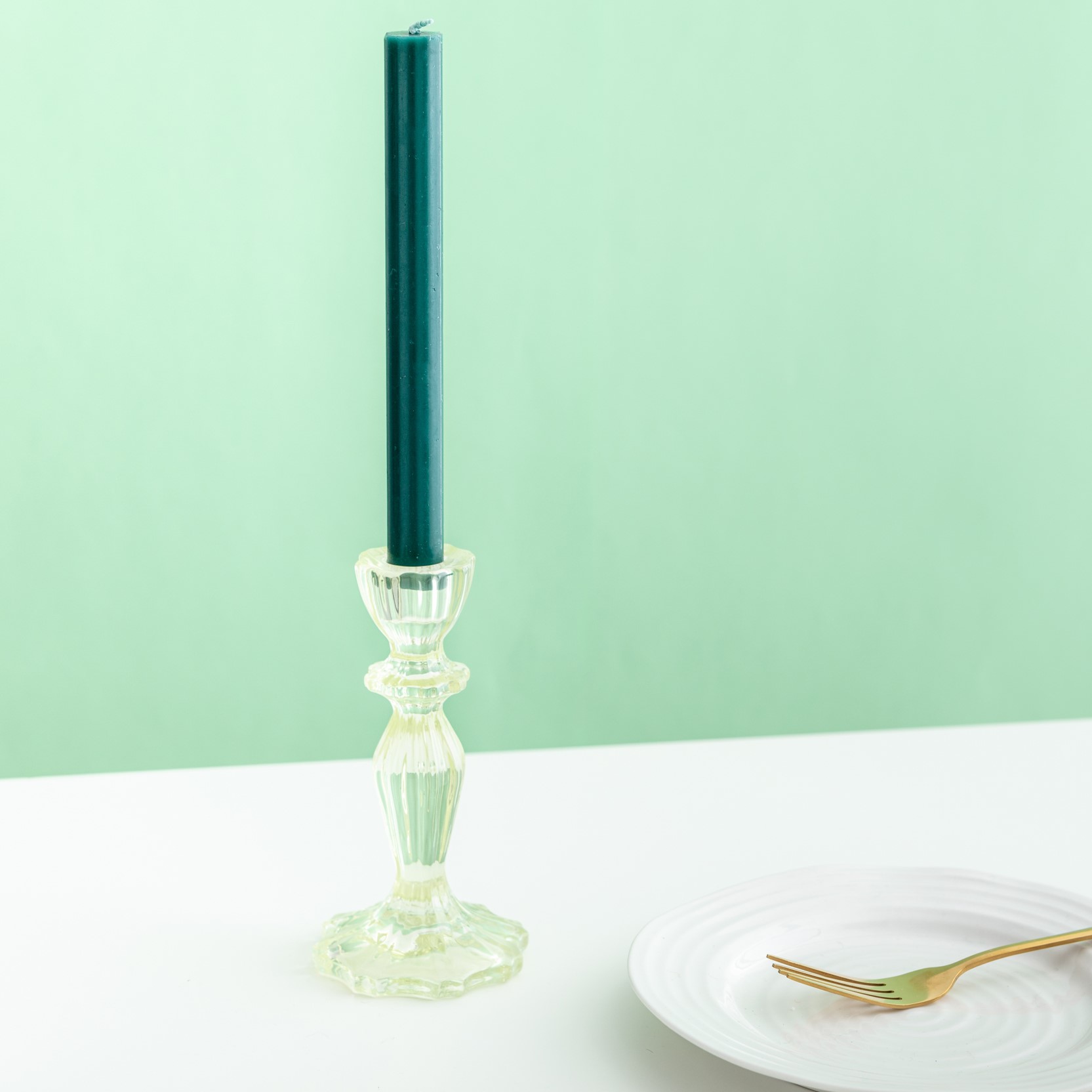 Red Glass Candlestick Holder