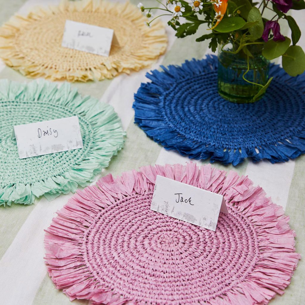 Colourful Raffia Placemats Postbox Party