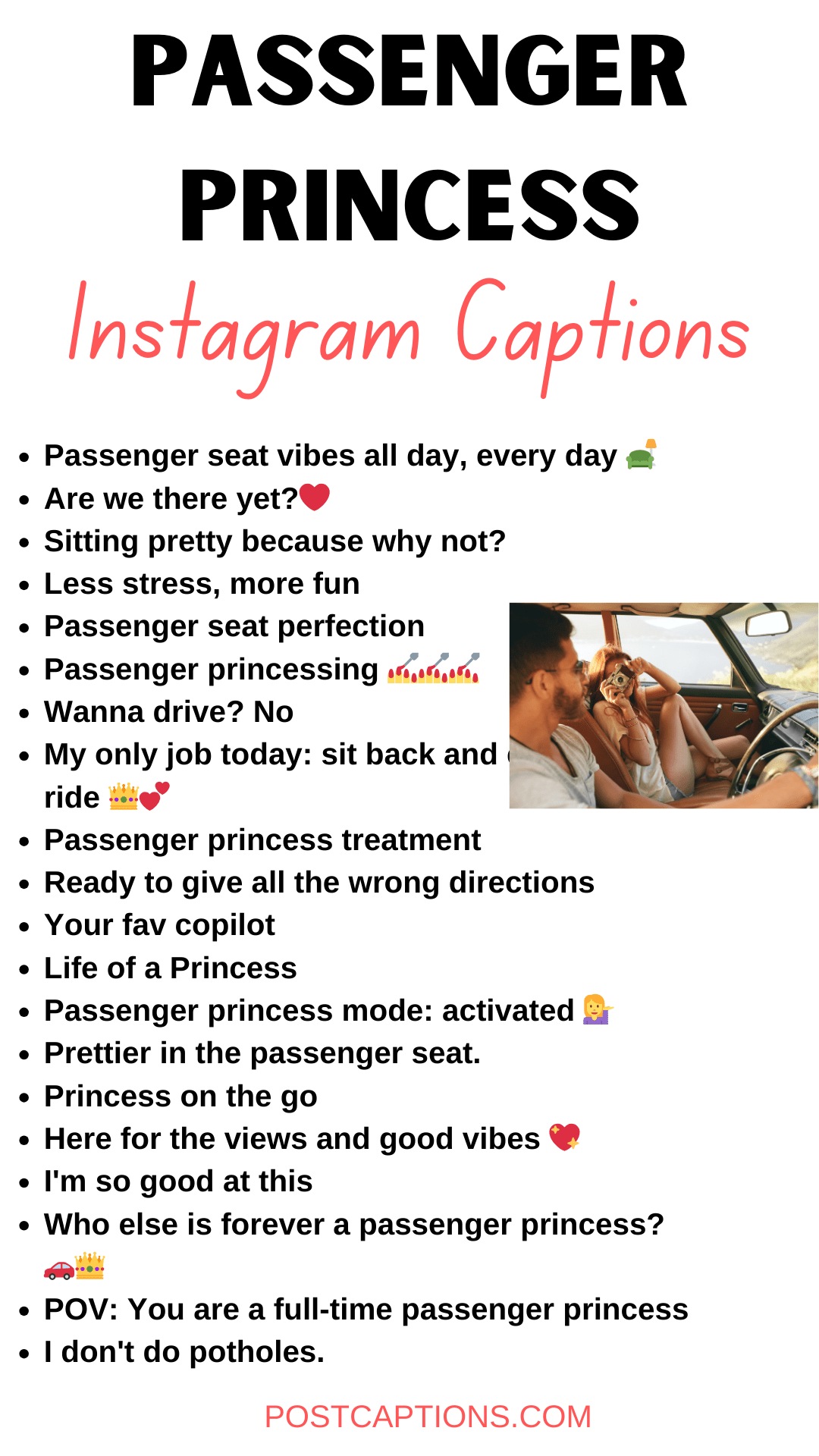 40 Cute Passenger Princess Captions for Instagram