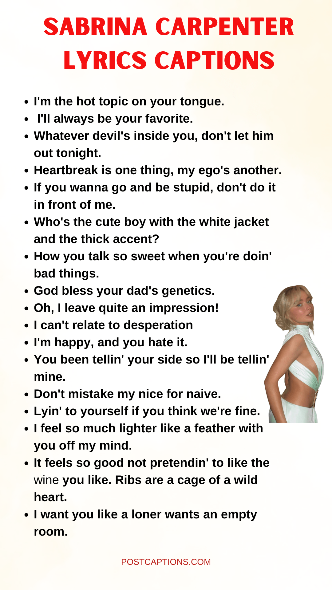 75 Best Sabrina Carpenter Lyrics and Quotes for Captions