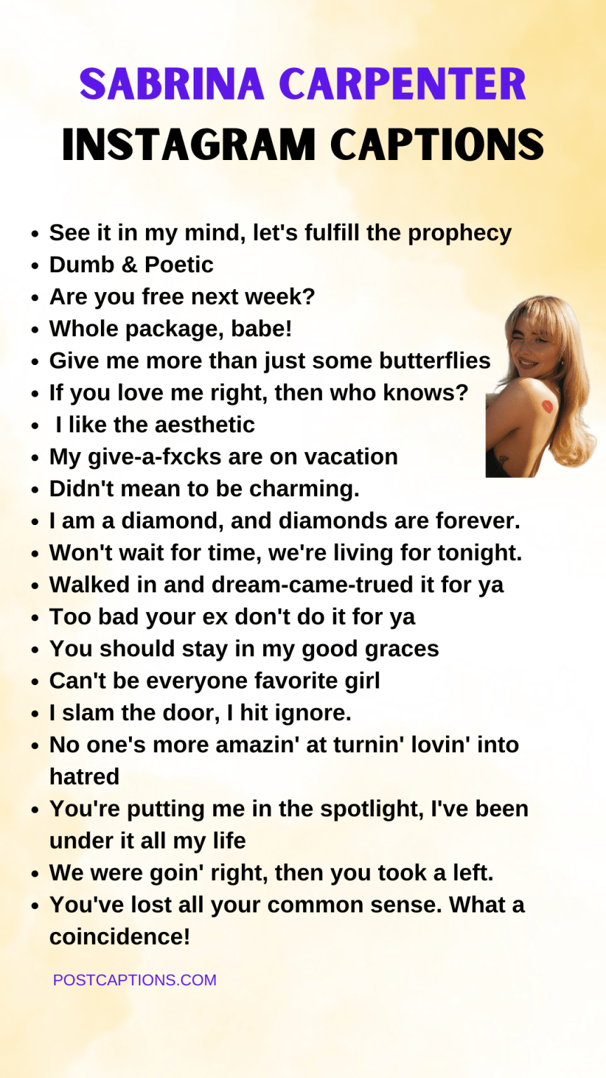 75 Best Sabrina Carpenter Lyrics and Quotes for Captions