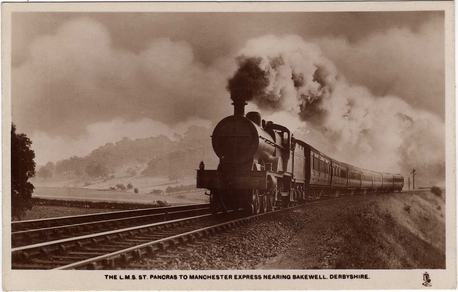 The London to Manchester express, at Bakewell. Postcards from Stoke