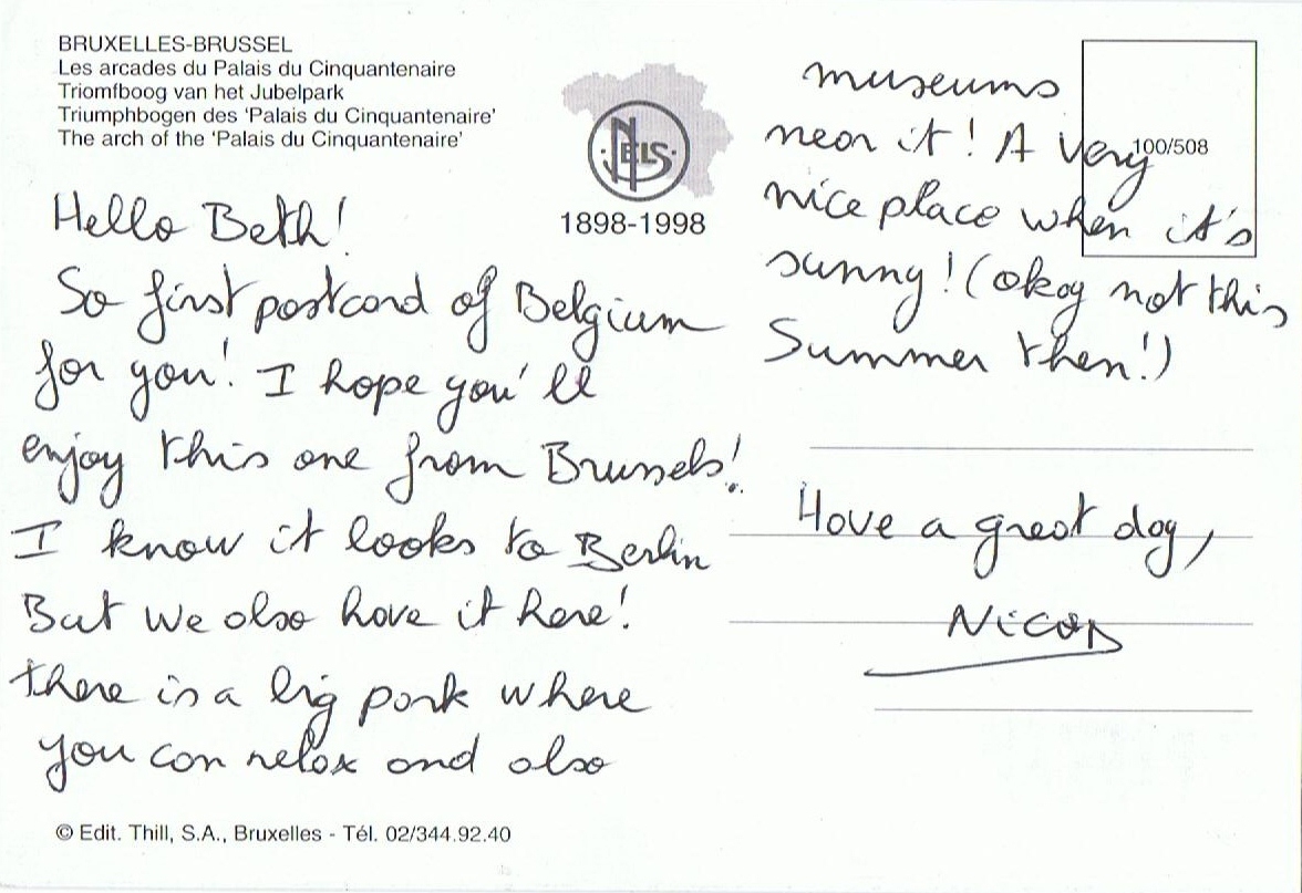 Brussels, Belgium. postcards to beth