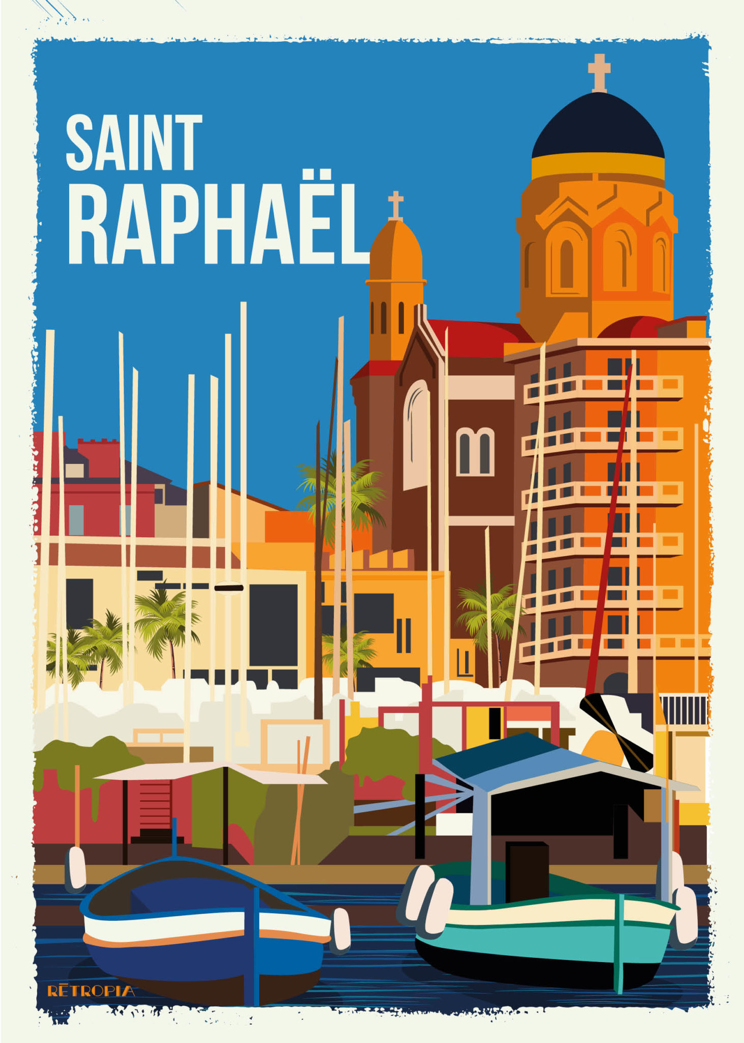 Saint Raphaël centre ville Affiche décorative Retropia