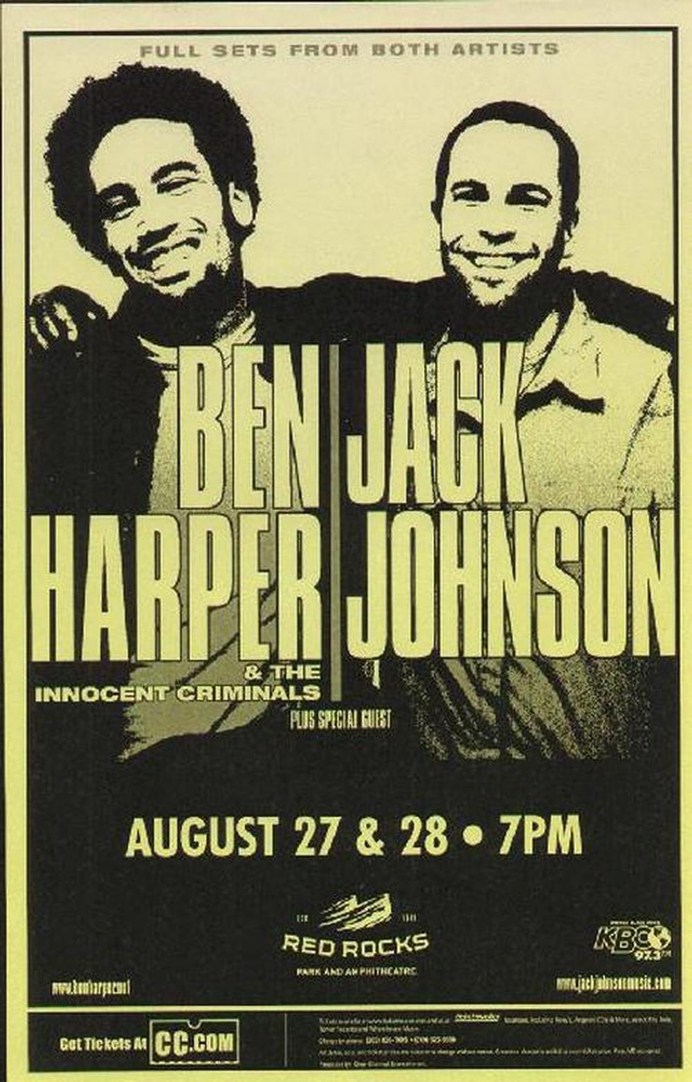 BEN HARPER JACK JOHNSON CONCERT POSTER RED ROCKS 2003 eBay