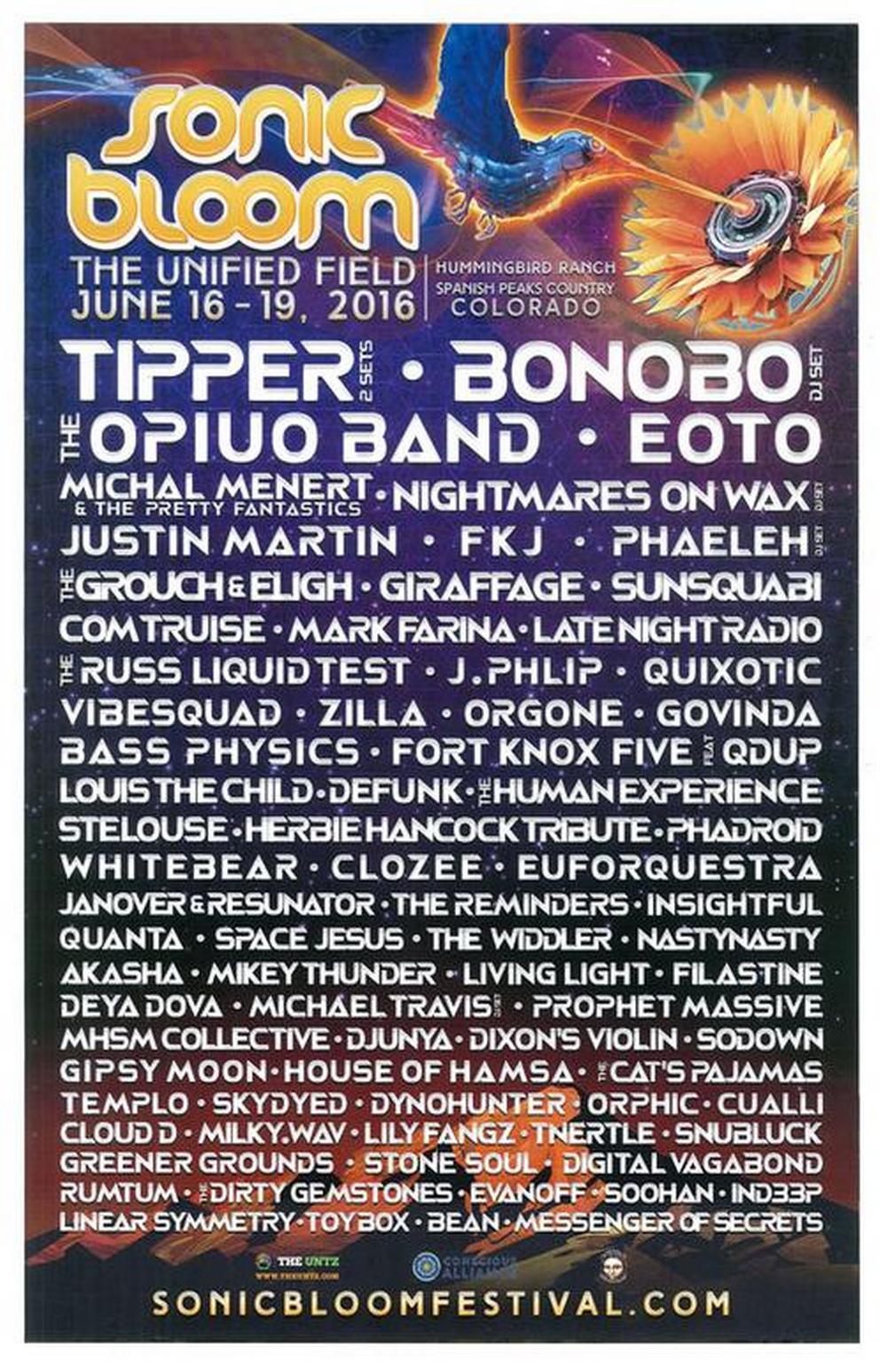 PosterScene Tipper / Bonobo / EOTO Sonic Bloom 2016 PosterScene Tipper / Bonobo / EOTO Sonic Bloom 2016