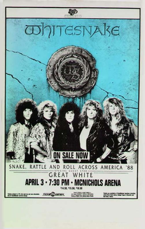 WHITESNAKE GREAT WHITE DENVER ORIGINAL CONCERT POSTER 1988 eBay