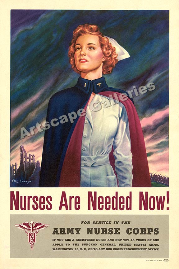 Army Nurse Corps Vintage Style Nursing War Poster 24x36