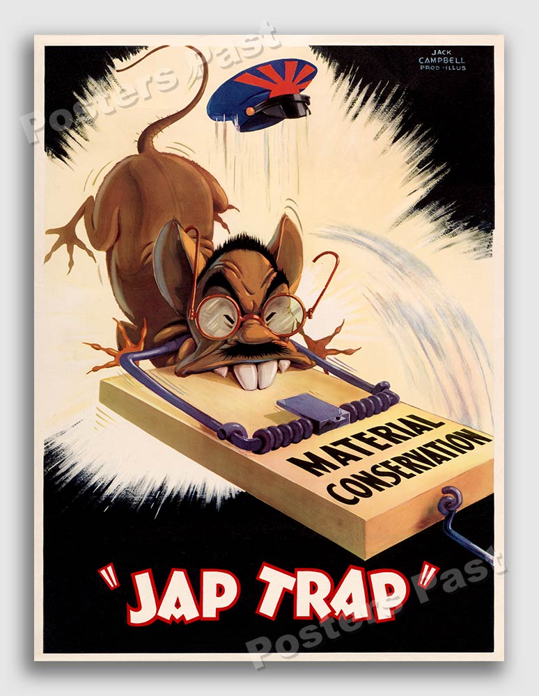 United States Collectibles 18x24 1943 “Japanese Trap Material Conservation” Vintage Style WW2
