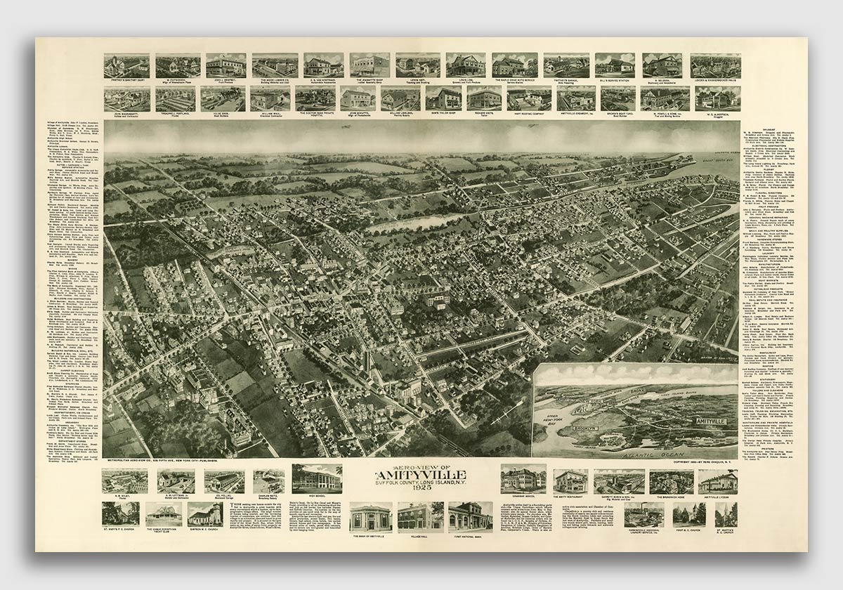 Amityville New York 1925 Historic Panoramic Town Map 16x24 eBay
