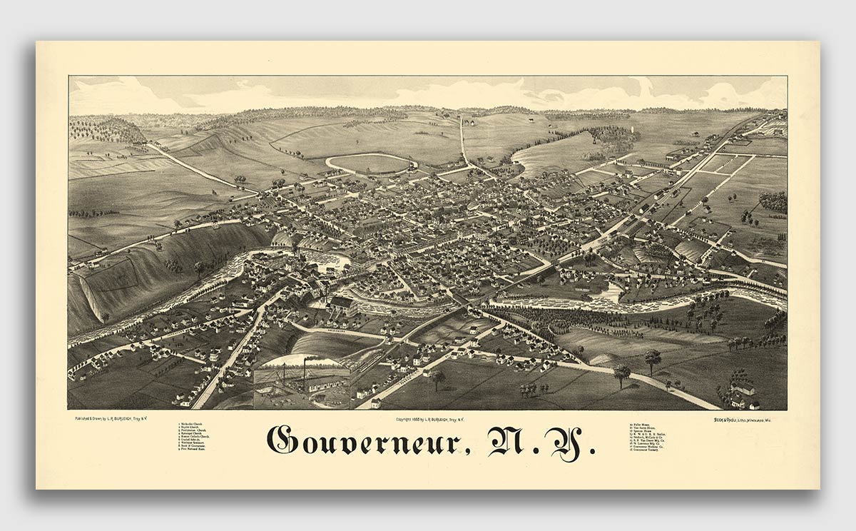 Gouverneur New York 1885 Historic Panoramic Town Map 14x24 eBay
