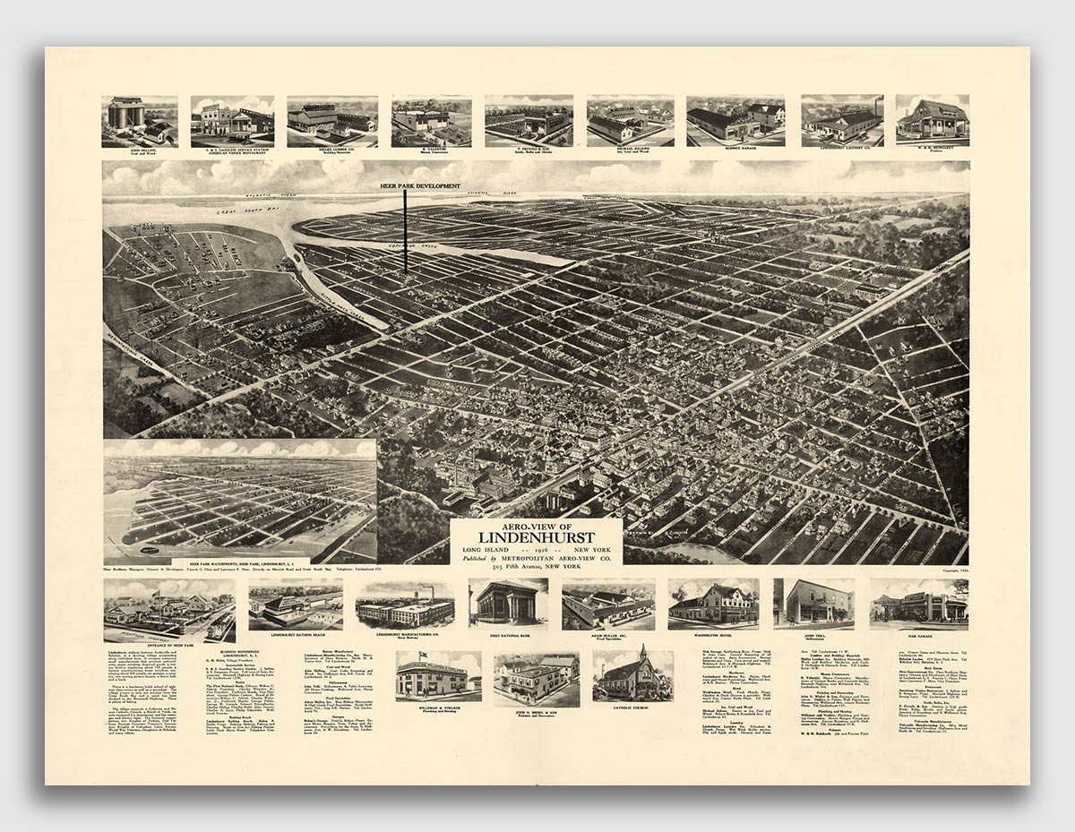 Lindenhurst New York 1926 Historic Panoramic Town Map 18x24 eBay