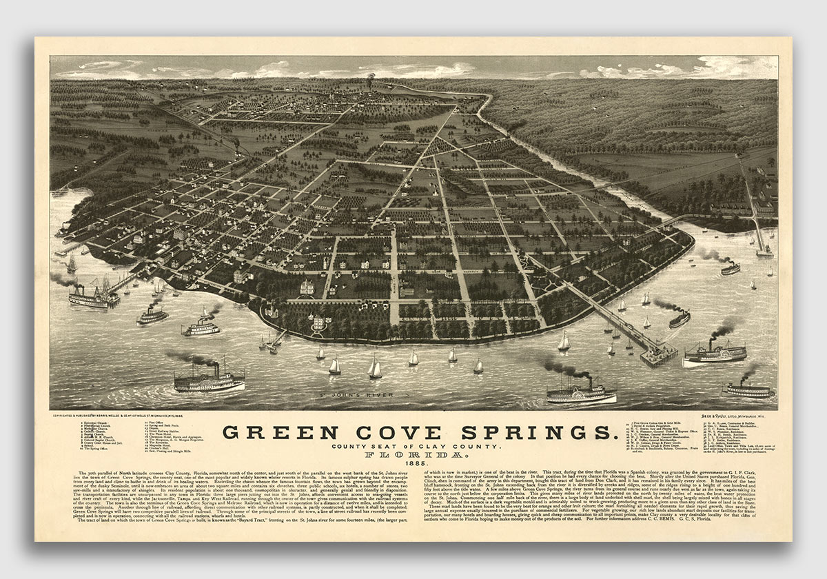 20x30 Longwood Florida 1885 Historic Panoramic Town Map Art Posters Art