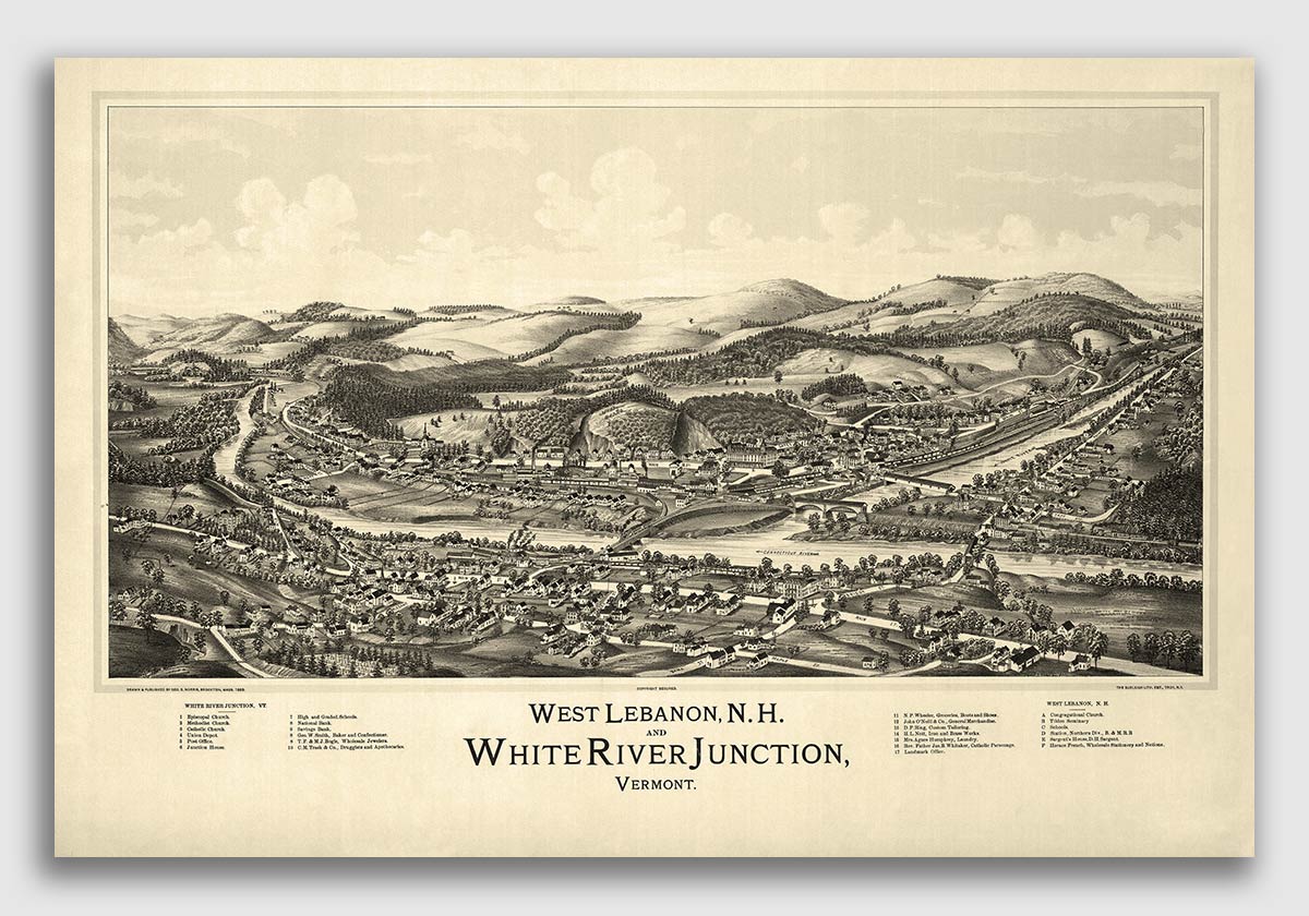 Winchester New Hampshire 1887 Historic Panoramic Town Map 24x36 eBay