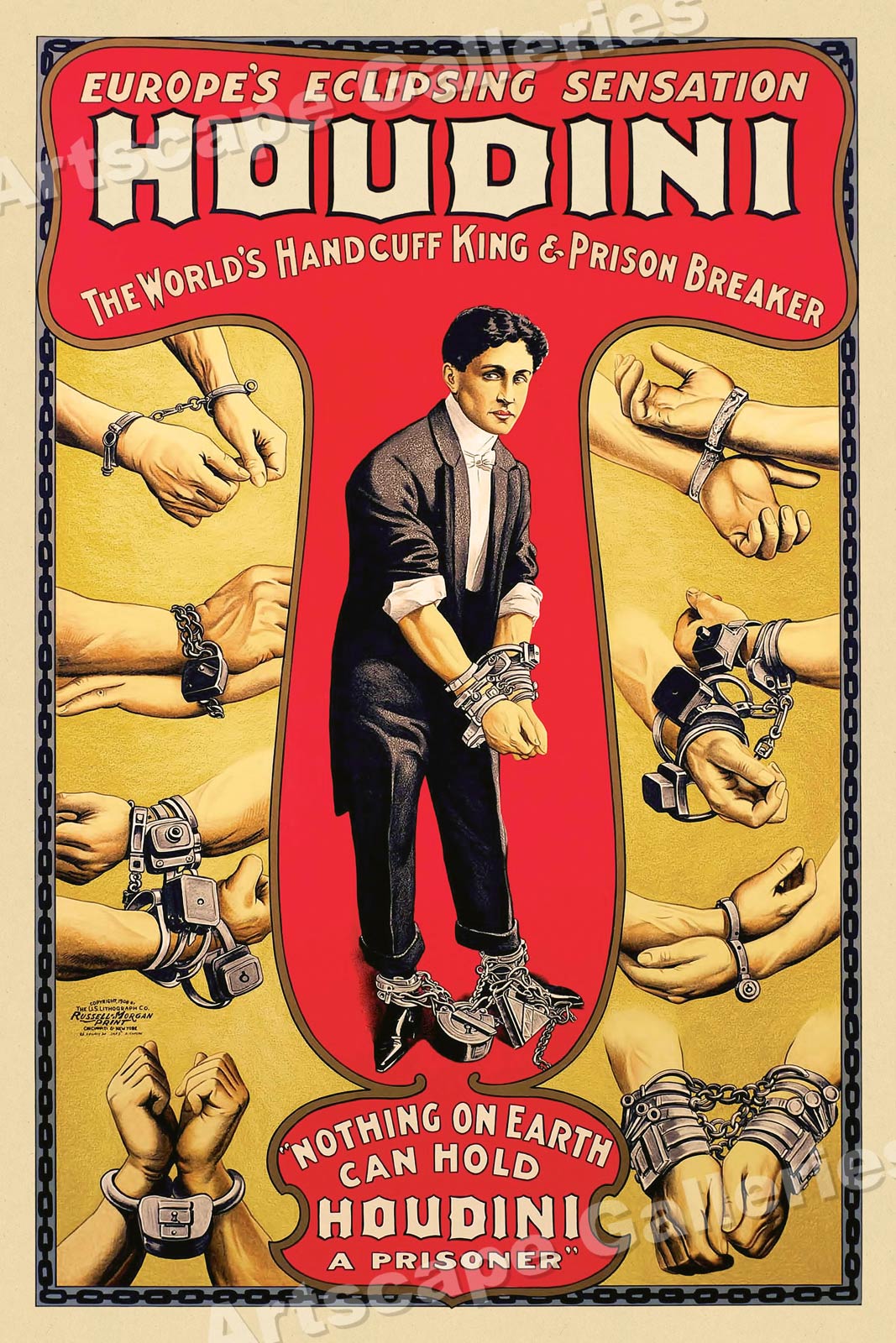 Houdini Handcuff King 1920's Vintage Style Magic Poster 16x24 eBay
