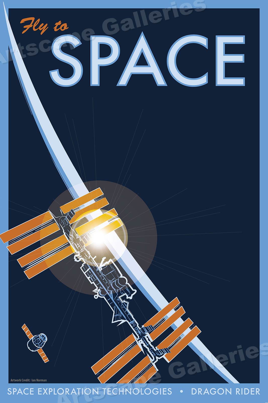 "Fly to Space" Retro Style Classic Space Exploration NASA Travel Poster
