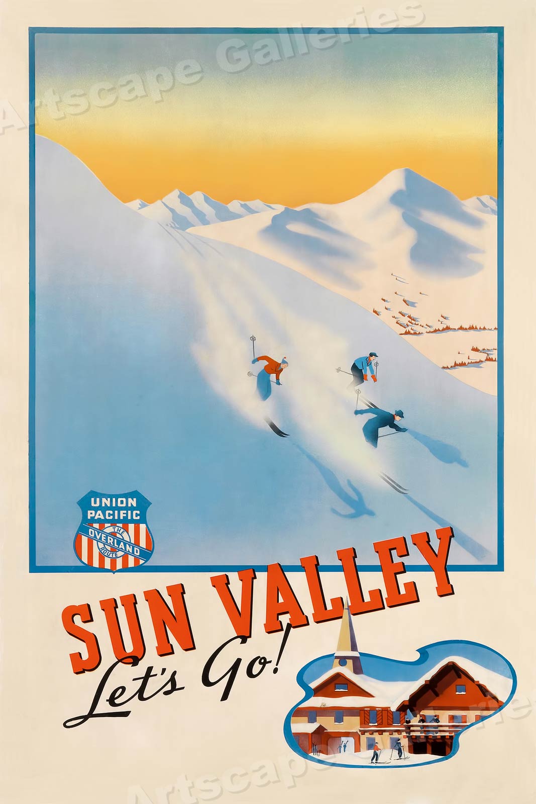 Sun Valley Union Pacific Railroad 1940s Classic Vintage Skiing Poster