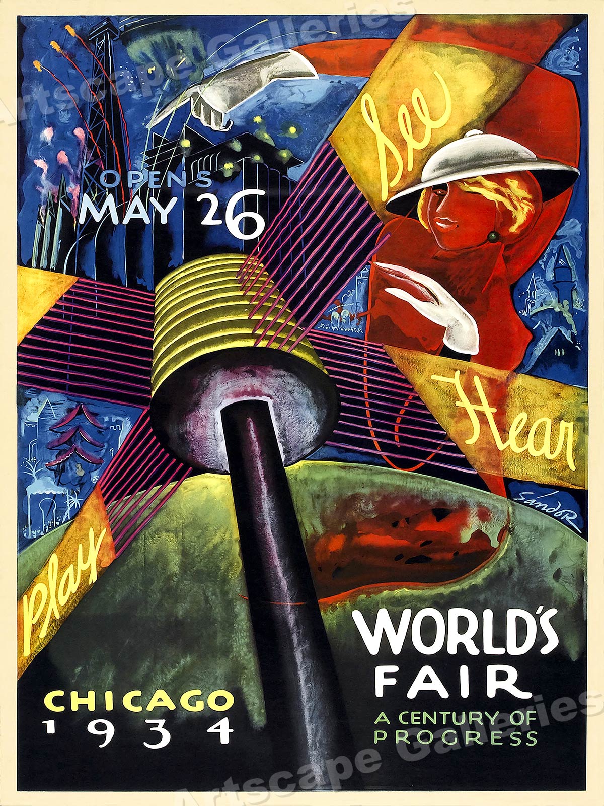 1930s Worlds Fair Poster Chicago A Century of Progress Vintage Poster