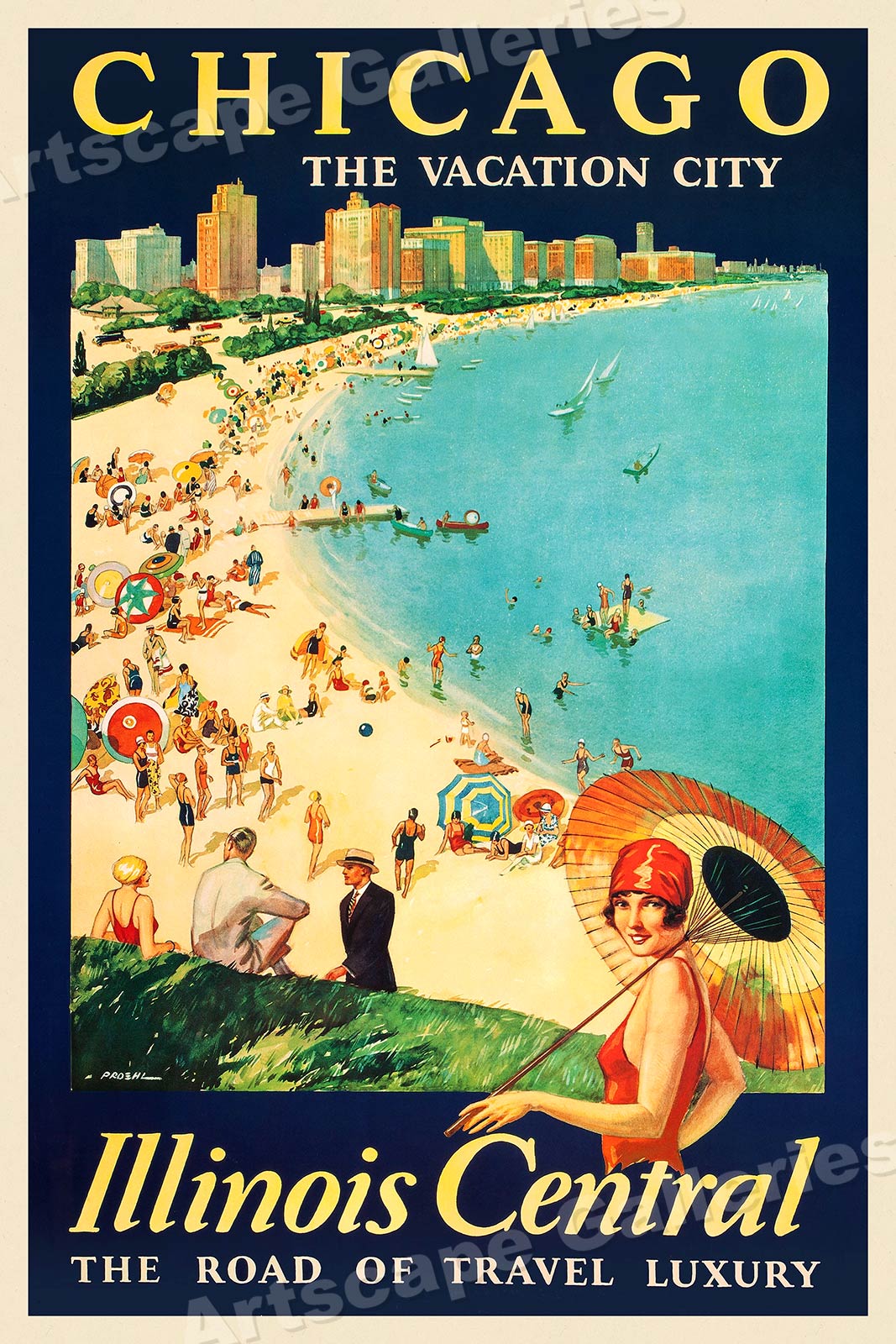 1929 Chicago the Vacation City Vintage Style Travel Poster 24x36 eBay