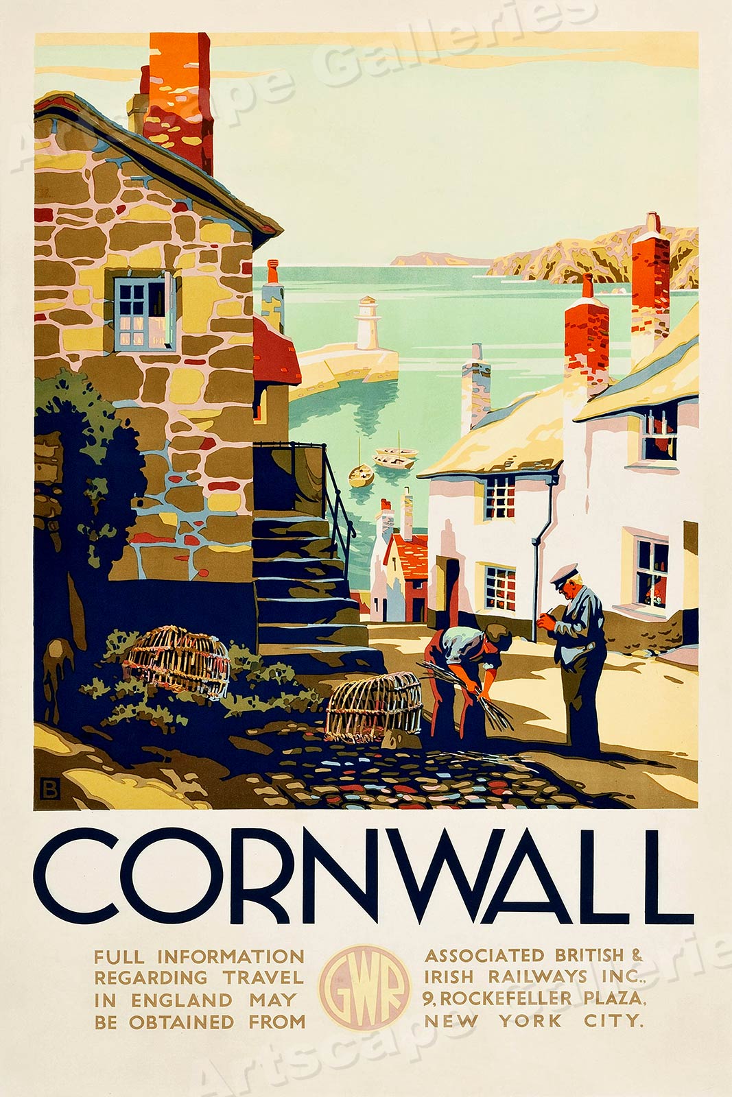 1930s Cornwall England Vintage Style UK Travel Poster 16x24 eBay