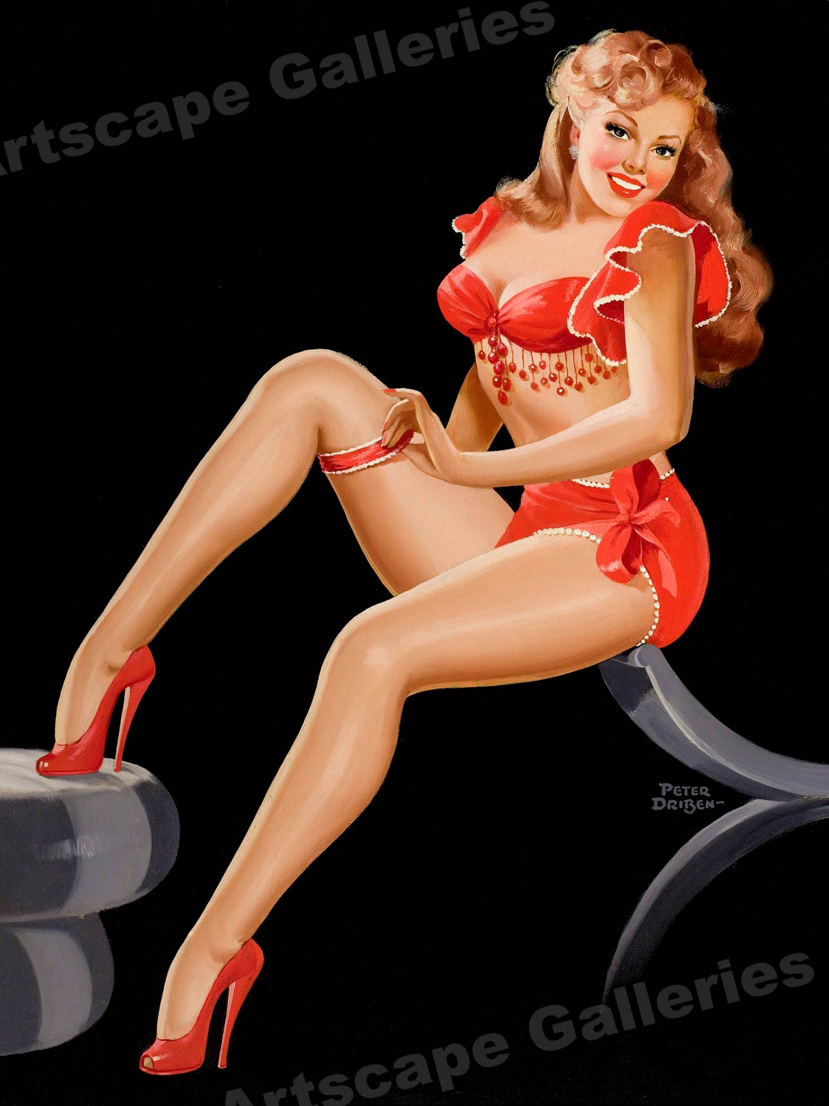 Peter Driben 1948 PinUp Girl "Getting Ready" Vintage Style Poster