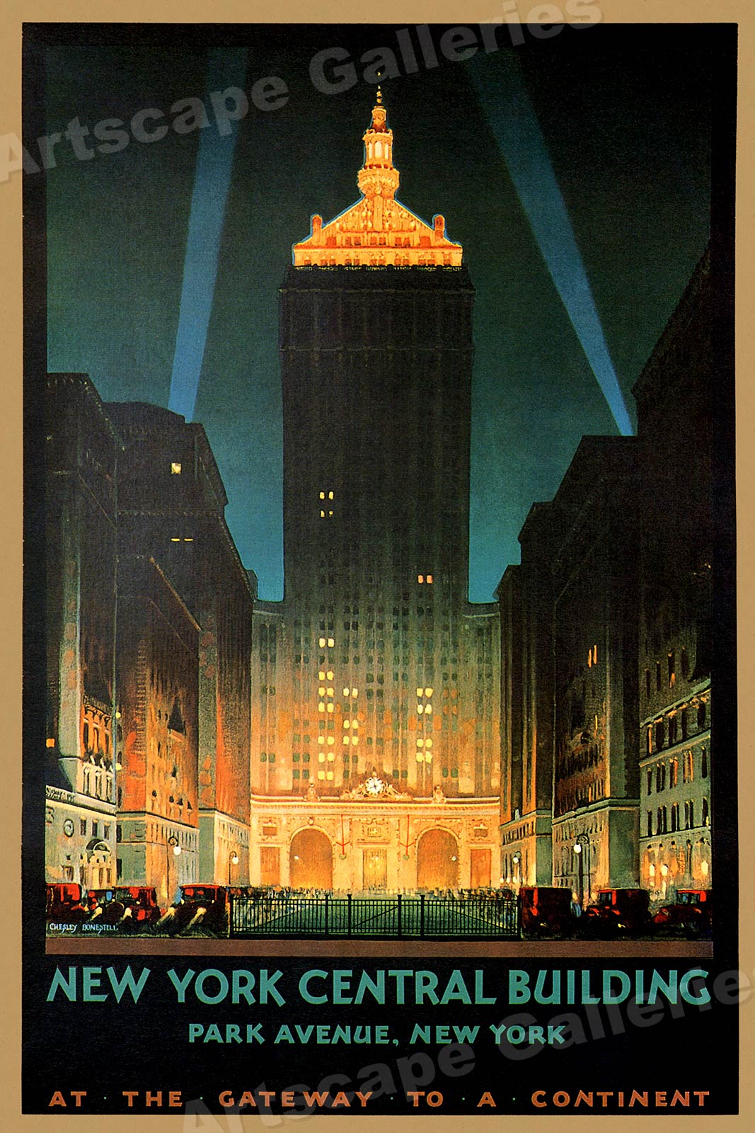 New York Central Building Park Avenue 1930s Vintage Style Travel Poster