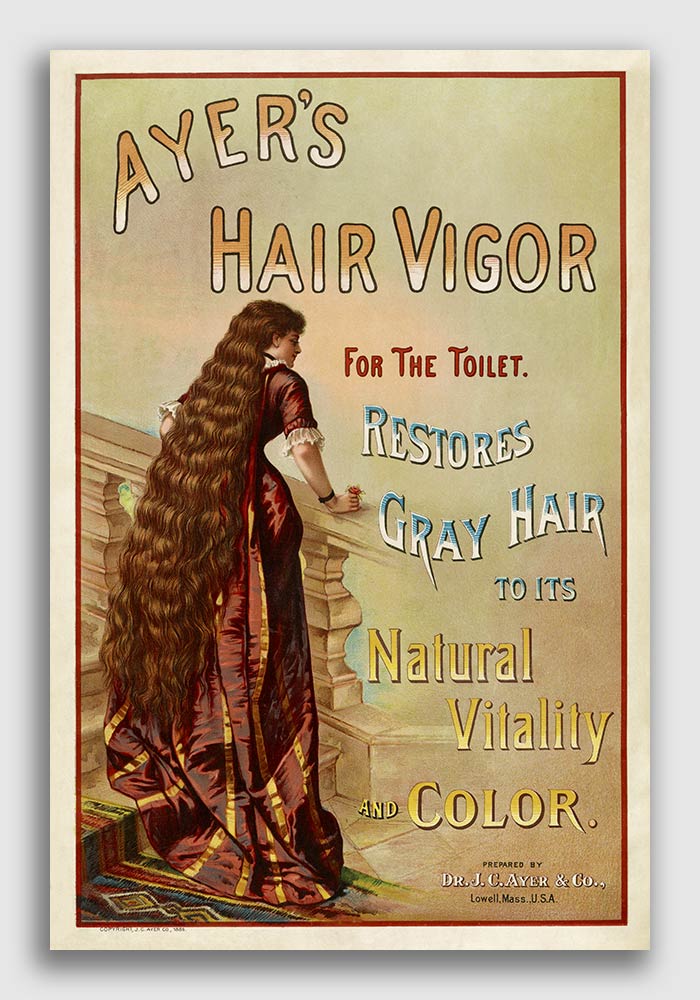 beauty Ayer's Hair Vigor Advert Retro Vintage Style Metal Sign hairdresser