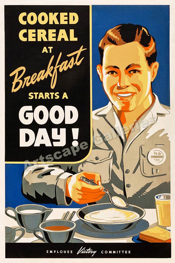 1940s “Good Breakfast” Vintage Style American War Poster 24x36 eBay