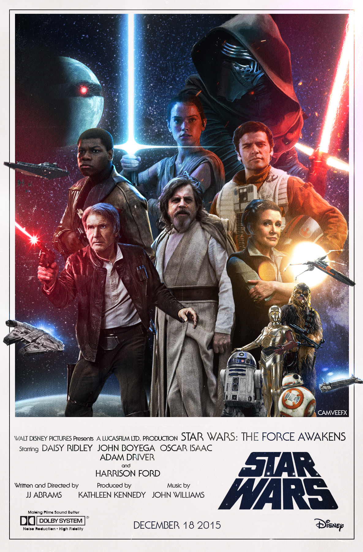 Star Wars The Force Awakens Retro Poster Poster By Camveefx