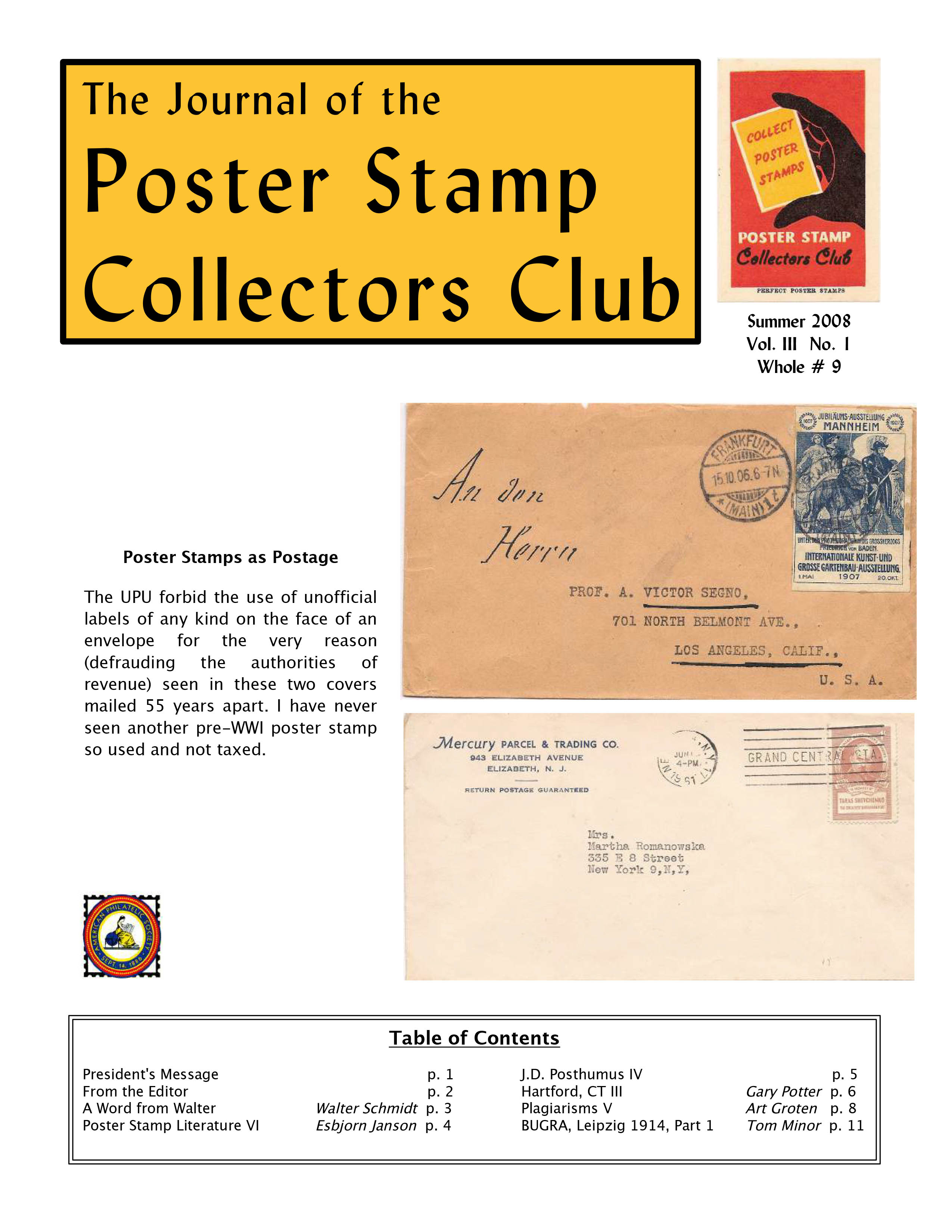 PSSC Journal 9 cover Poster Stamp Collectors Club