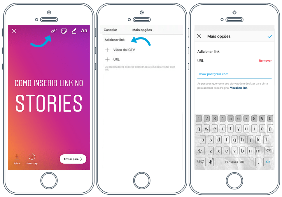 Como colocar link nos Stories e na bio do Instagram Postgrain