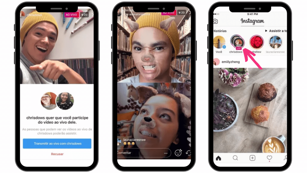 Instagram Live Rooms como fazer lives com 4 pessoas Postgrain